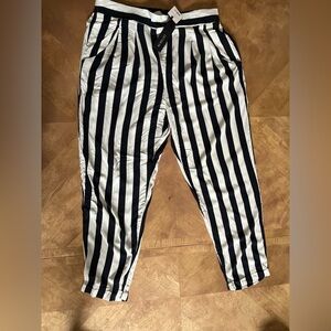 Cotton On Navy & White Striped Pleated Pants – Size L